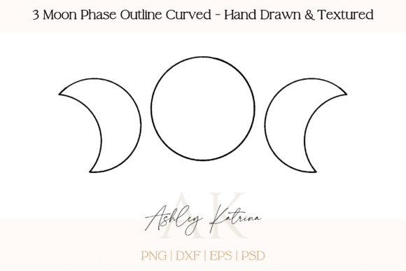 Download 3 Moon Phase Outline Curved - Textured - Moon phase Collection