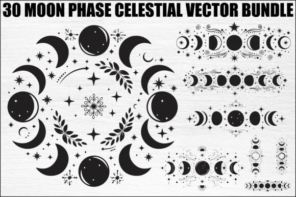 Download Moon Phase Celestial Vector Bundle - Moon phase Collection