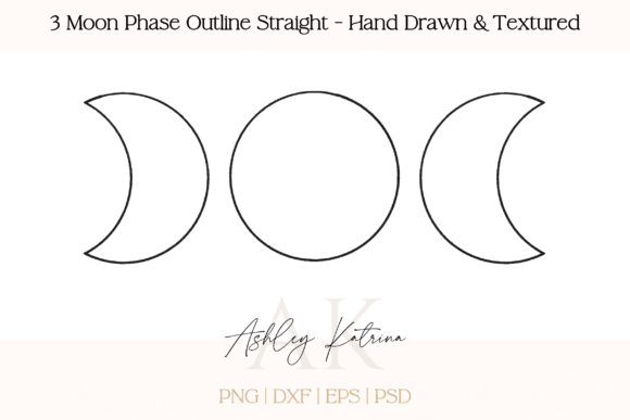 Download 3 Moon Phase Outline Straight - Textured - Moon phase Collection